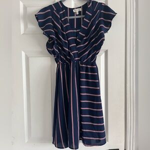 Monteau Navy Dress with Red and White Stripes